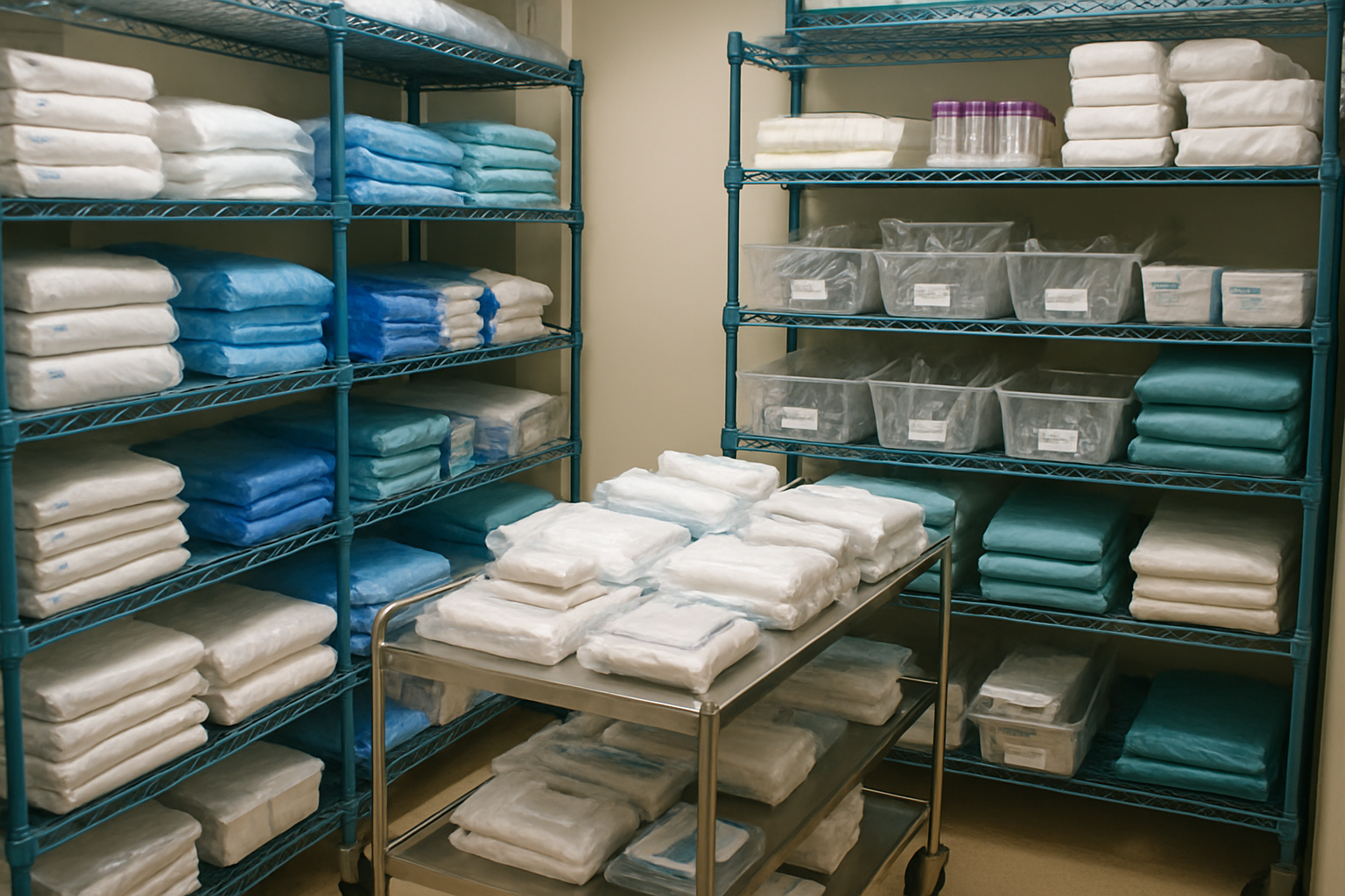 An image showing hospital medical stock being stored