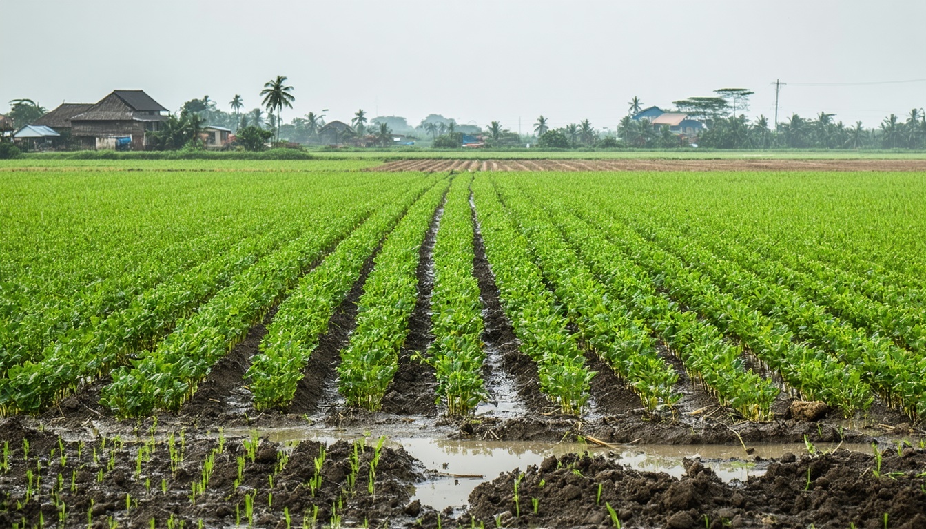 An image showing the impact of extreme weather on farm crops